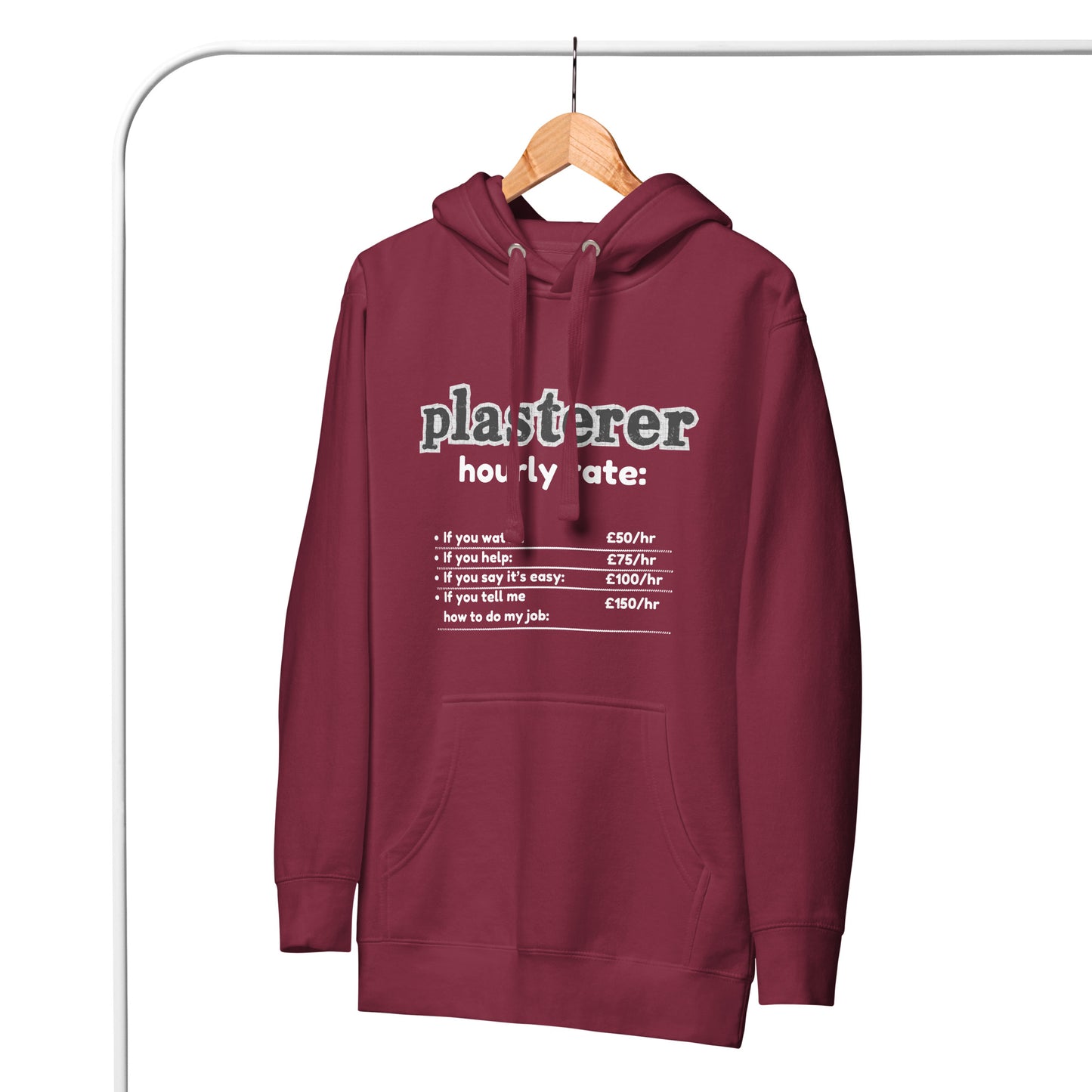 Plasterer hourly rate hoodie