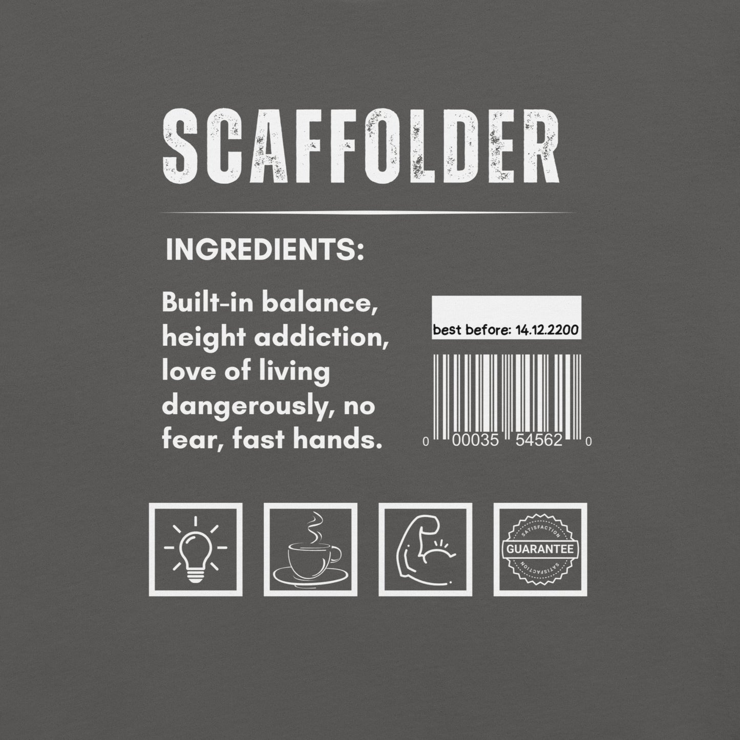Funny T-shirt for scaffolders - scaffolder-ingredients-tee - GWaves 