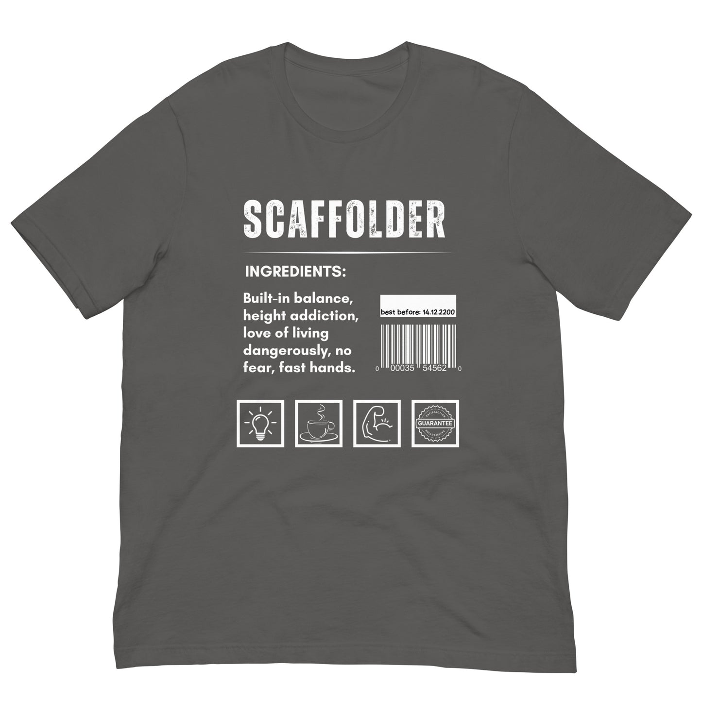 Funny T-shirt for scaffolders - scaffolder-ingredients-tee - GWaves 