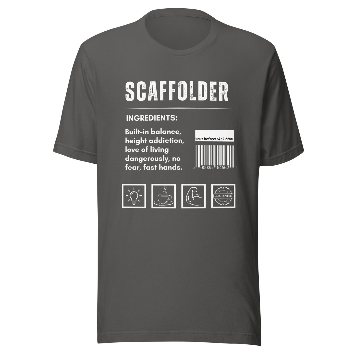 Funny T-shirt for scaffolders - scaffolder-ingredients-tee - GWaves 