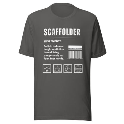 Funny T-shirt for scaffolders - scaffolder-ingredients-tee - GWaves 