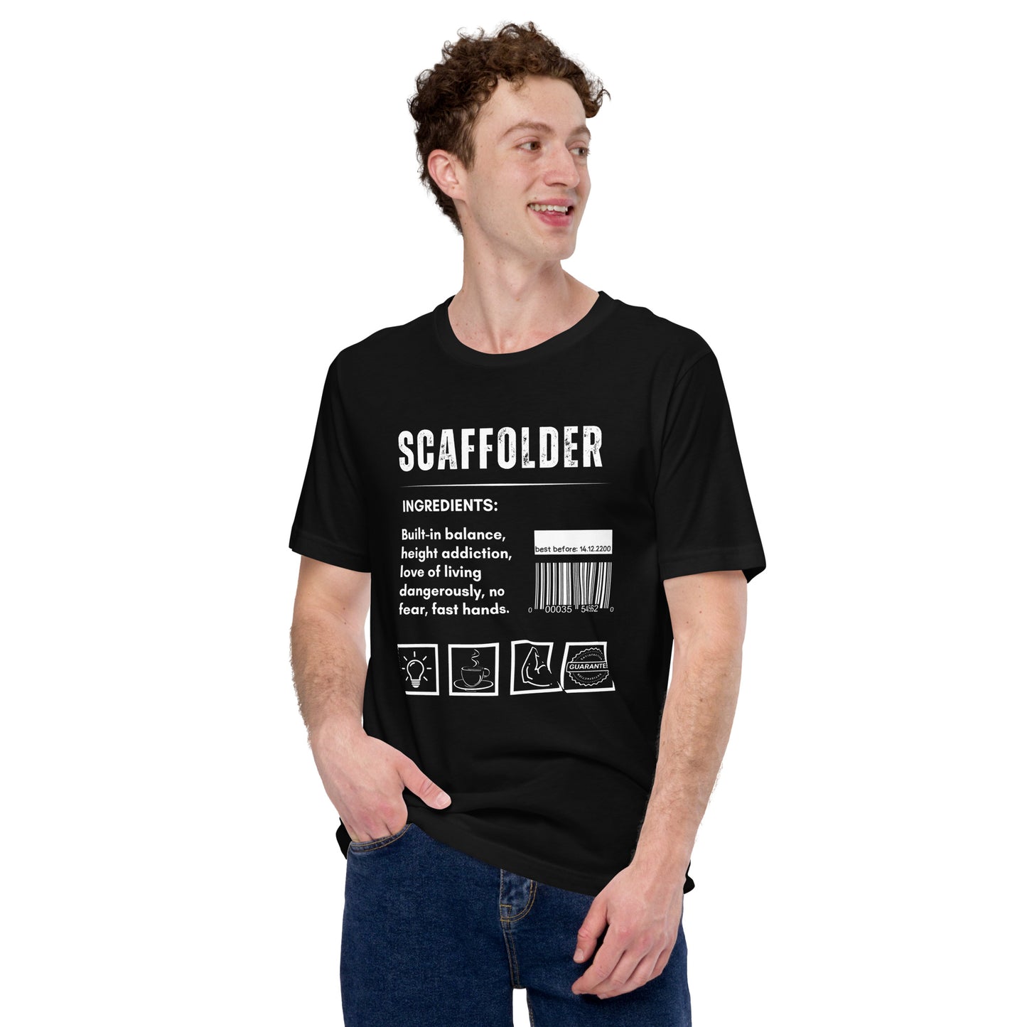 Funny T-shirt for scaffolders - scaffolder-ingredients-tee - GWaves 