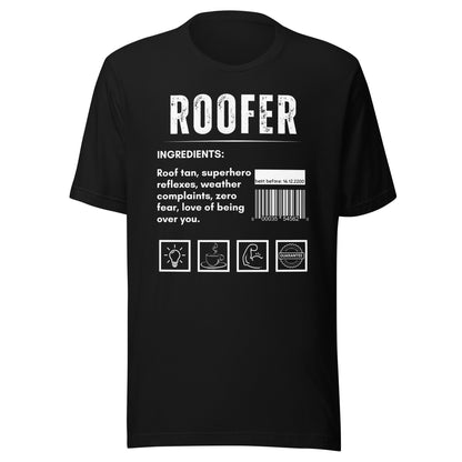 Funny T-shirt for roofers - roofer-ingredients-tee - GWaves 