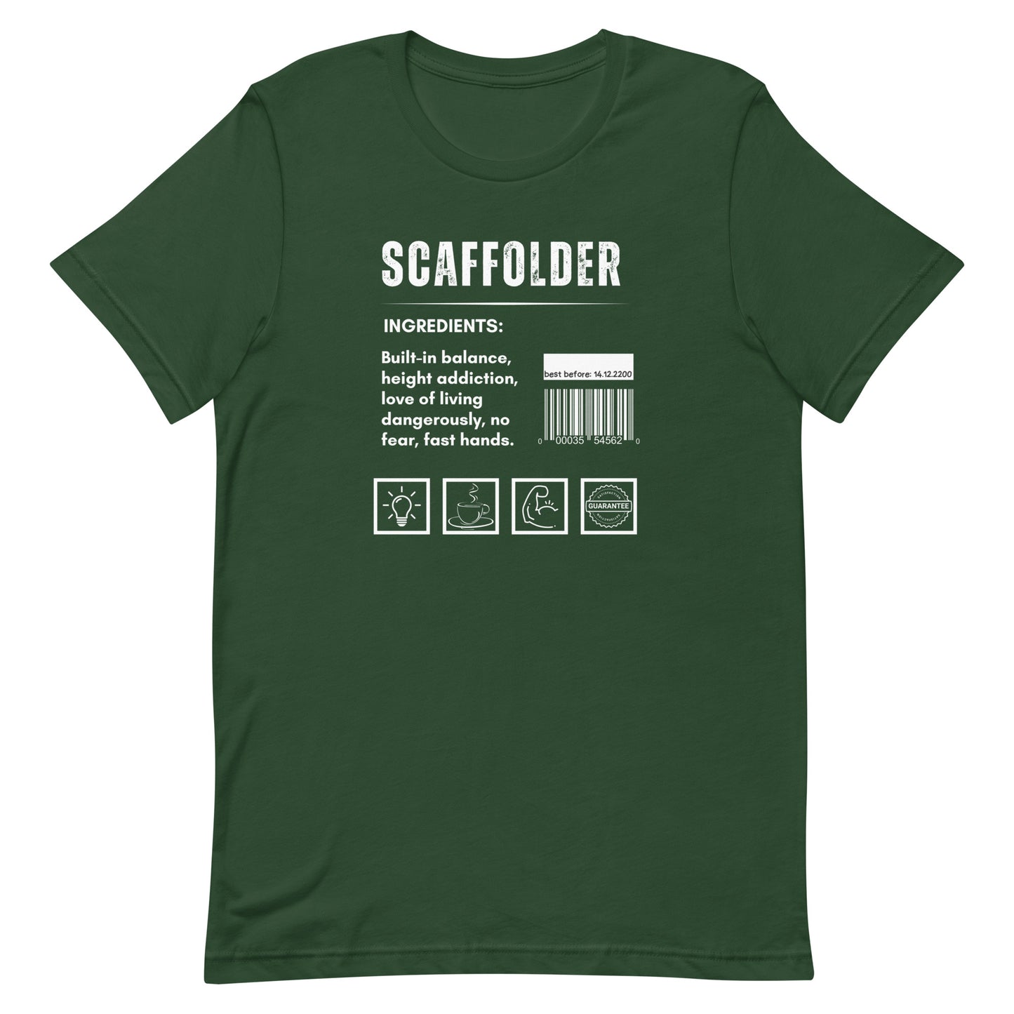 Funny T-shirt for scaffolders - scaffolder-ingredients-tee - GWaves 