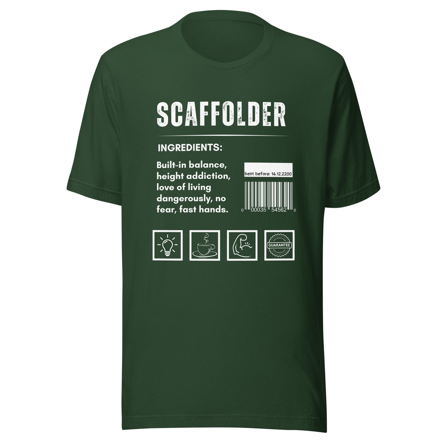 Funny T-shirt for scaffolders - scaffolder-ingredients-tee - GWaves 