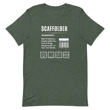 Funny T-shirt for scaffolders - scaffolder-ingredients-tee - GWaves 