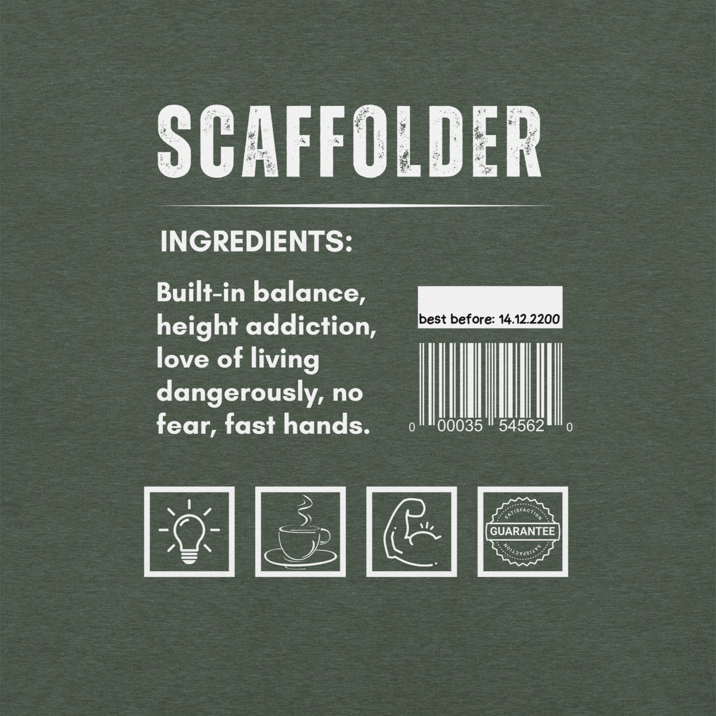 Funny T-shirt for scaffolders - scaffolder-ingredients-tee - GWaves 