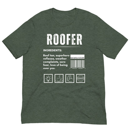 Funny T-shirt for roofers - roofer-ingredients-tee - GWaves 