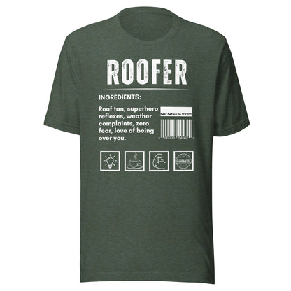 Funny T-shirt for roofers - roofer-ingredients-tee - GWaves 