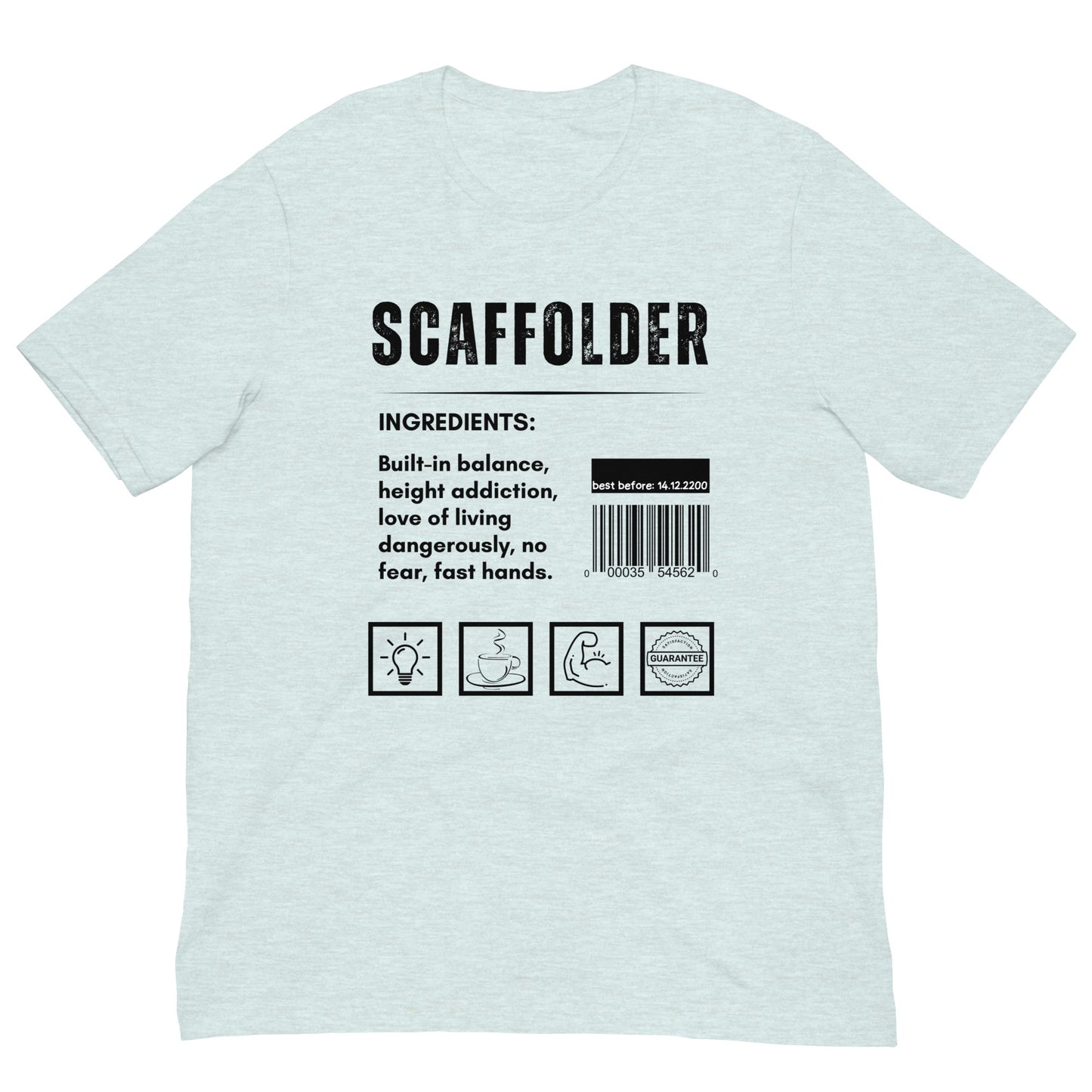 Funny T-shirt for scaffolders - scaffolder-ingredients-tee - GWaves 