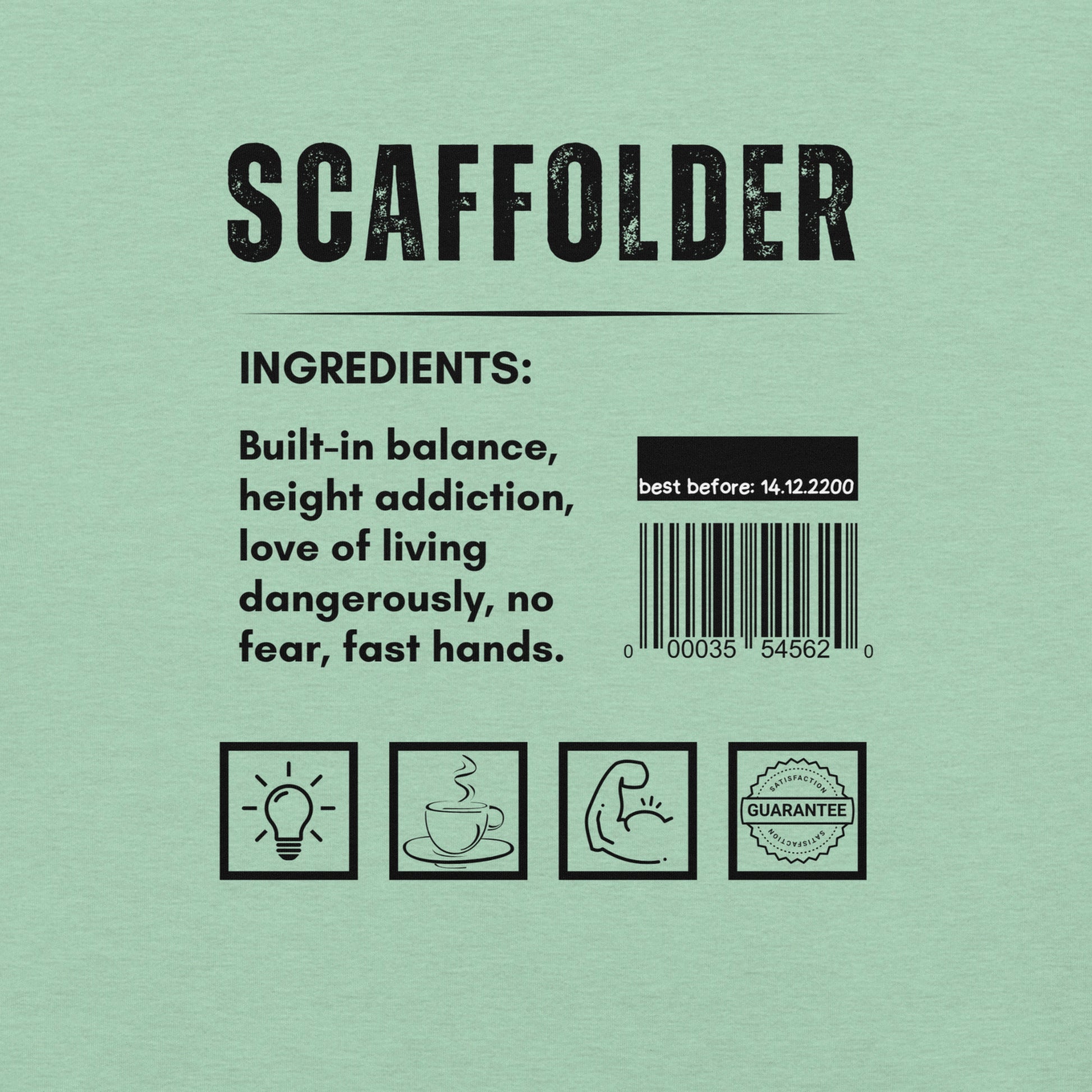 Funny T-shirt for scaffolders - scaffolder-ingredients-tee - GWaves 