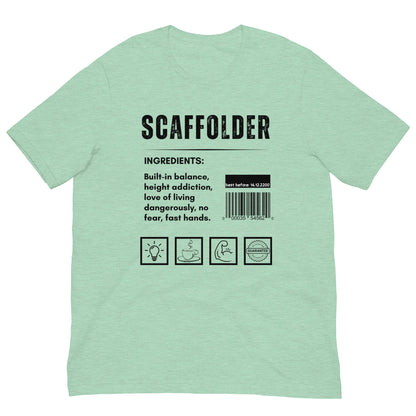 Funny T-shirt for scaffolders - scaffolder-ingredients-tee - GWaves 