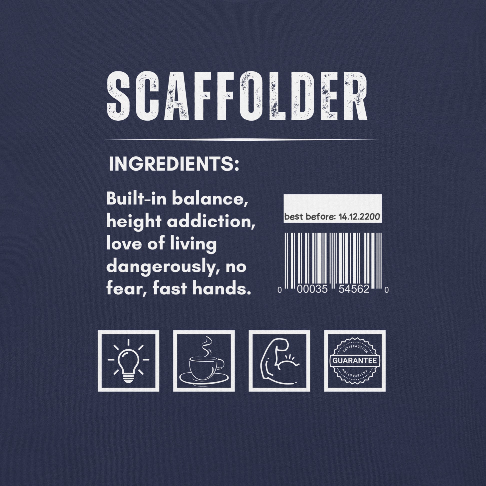 Funny T-shirt for scaffolders - scaffolder-ingredients-tee - GWaves 