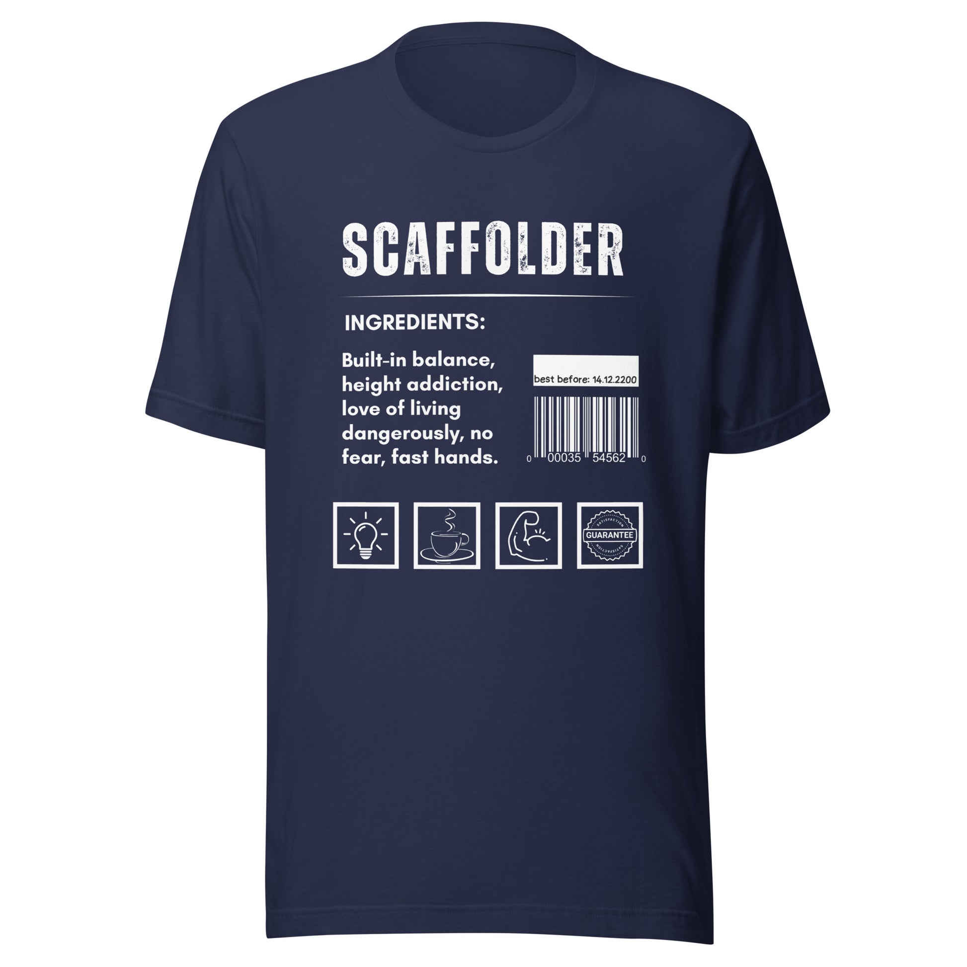 Funny T-shirt for scaffolders - scaffolder-ingredients-tee - GWaves 