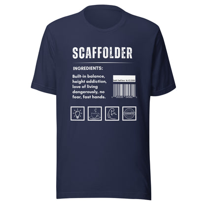 Funny T-shirt for scaffolders - scaffolder-ingredients-tee - GWaves 
