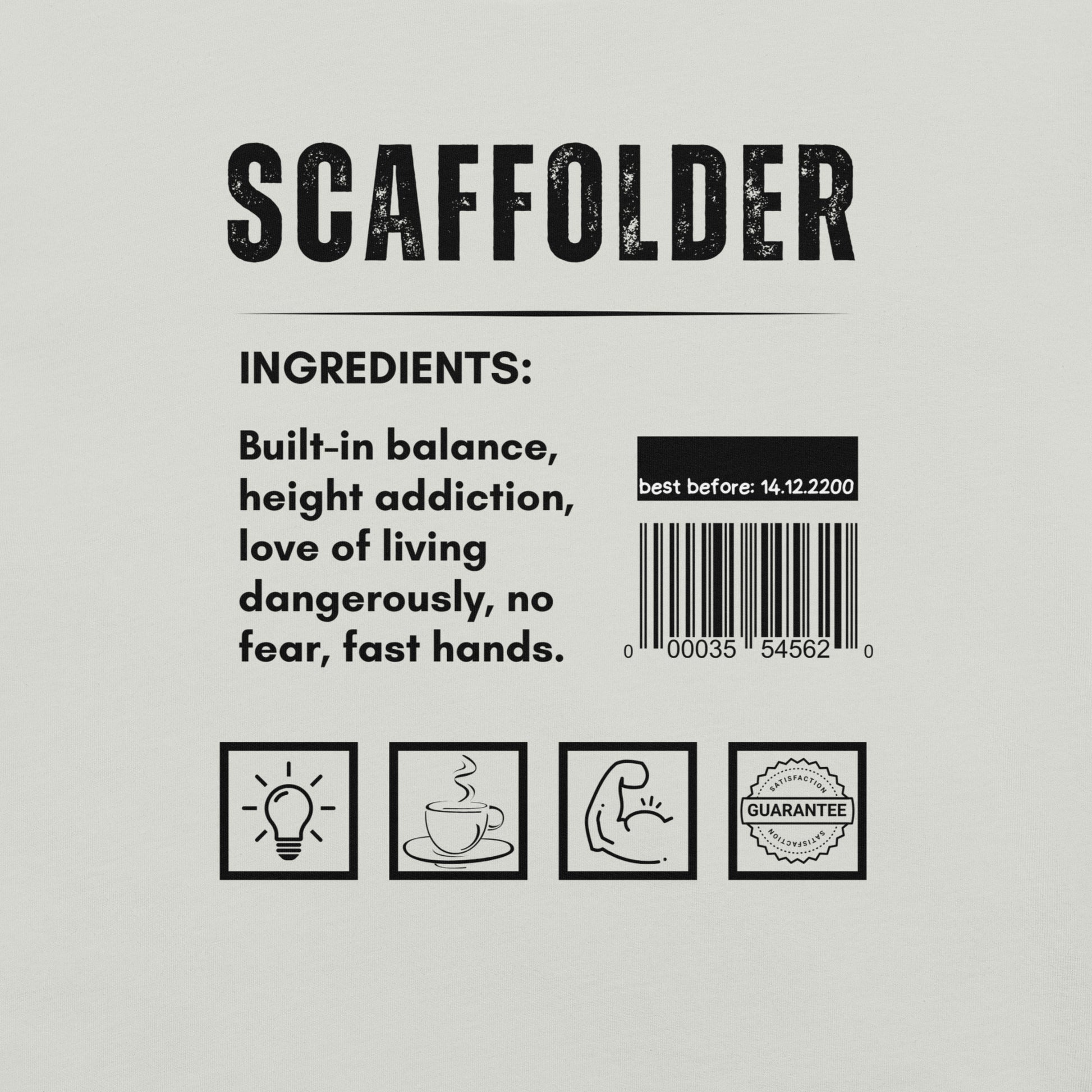Funny T-shirt for scaffolders - scaffolder-ingredients-tee - GWaves 