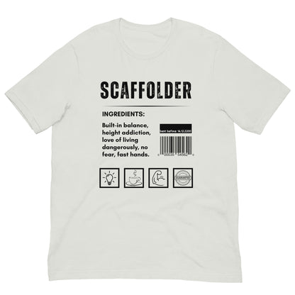 Funny T-shirt for scaffolders - scaffolder-ingredients-tee - GWaves 