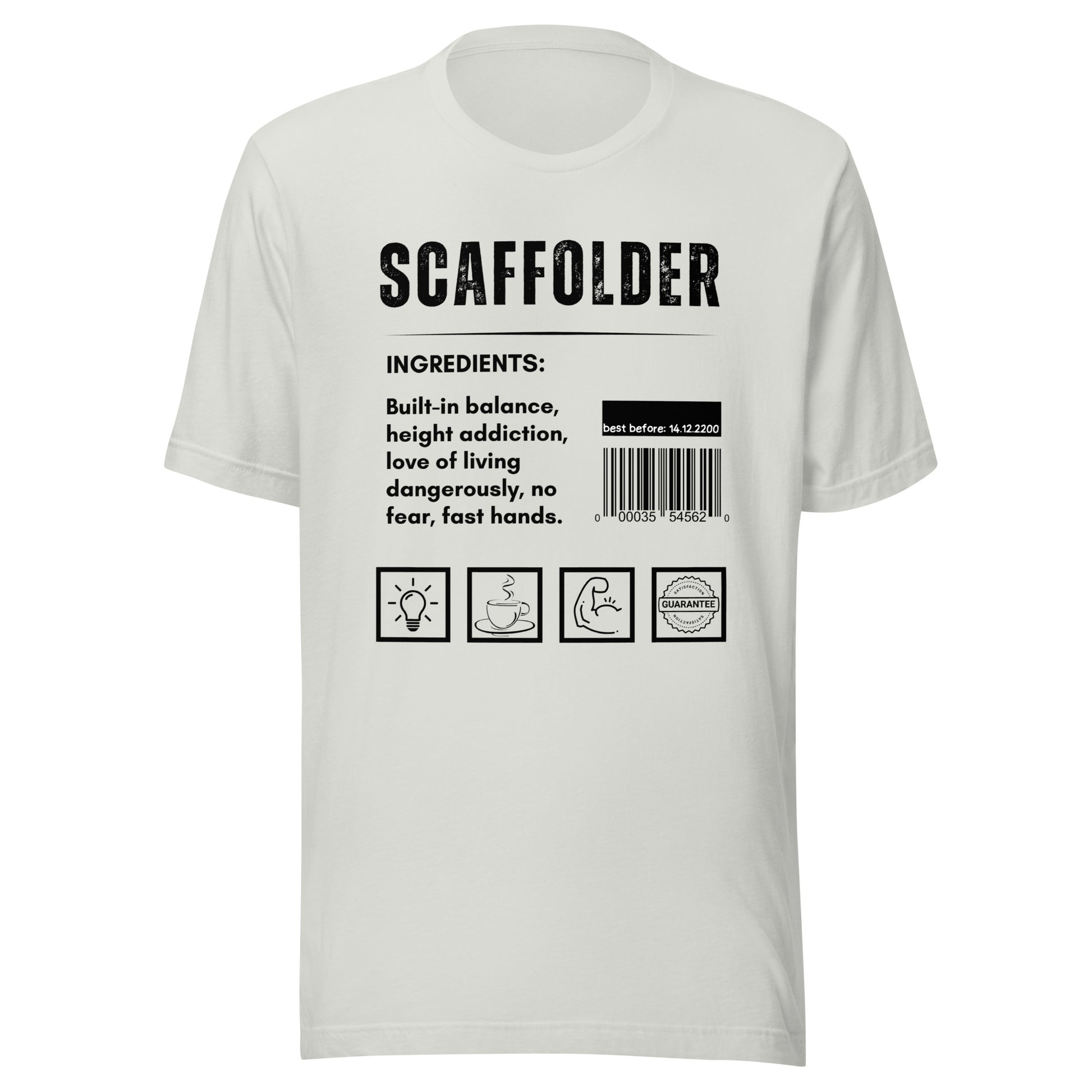 Funny T-shirt for scaffolders - scaffolder-ingredients-tee - GWaves 