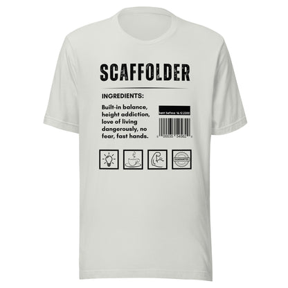 Funny T-shirt for scaffolders - scaffolder-ingredients-tee - GWaves 