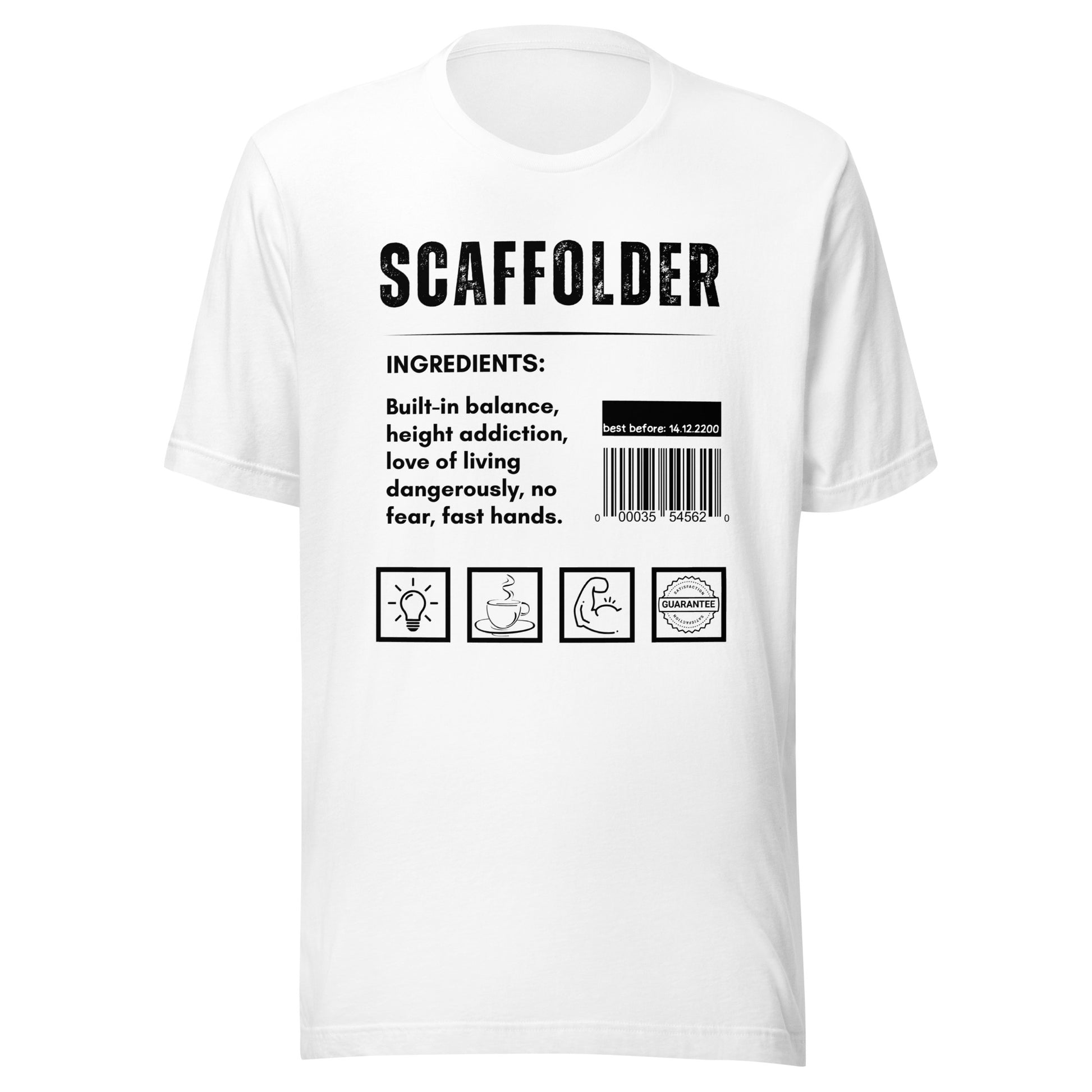 Funny T-shirt for scaffolders - scaffolder-ingredients-tee - GWaves 