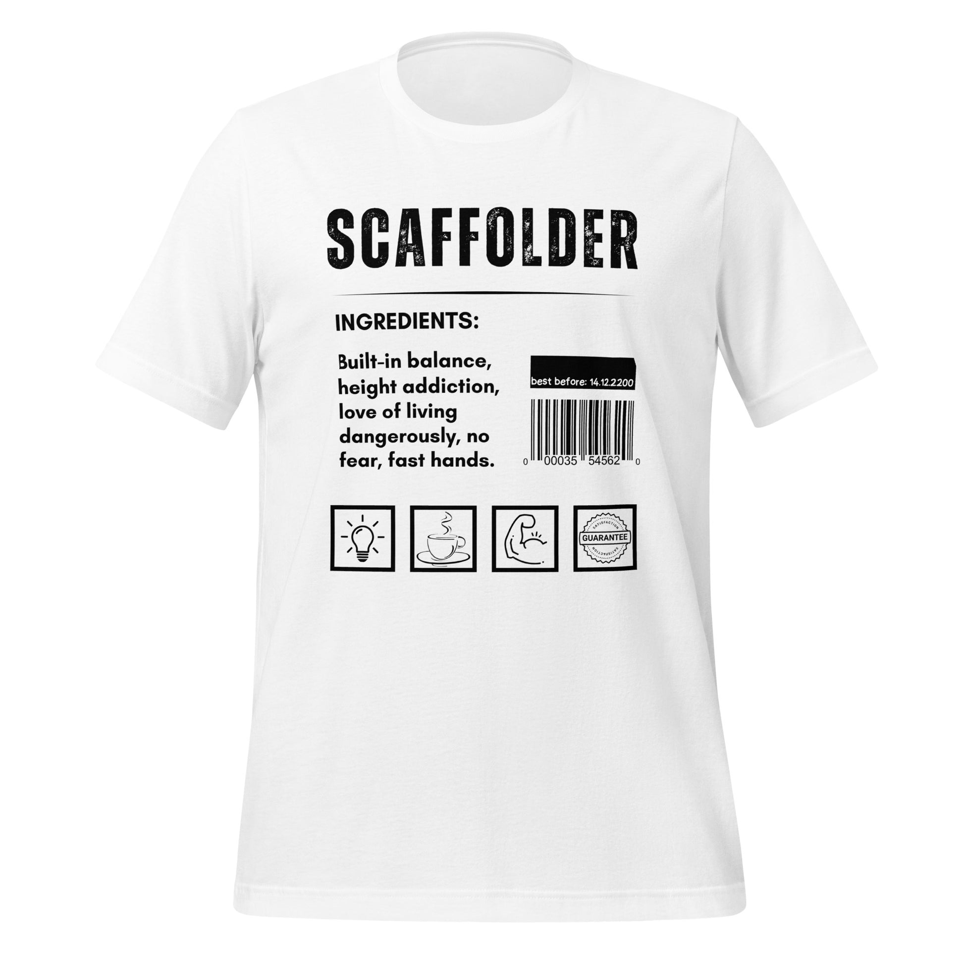 Funny T-shirt for scaffolders - scaffolder-ingredients-tee - GWaves 